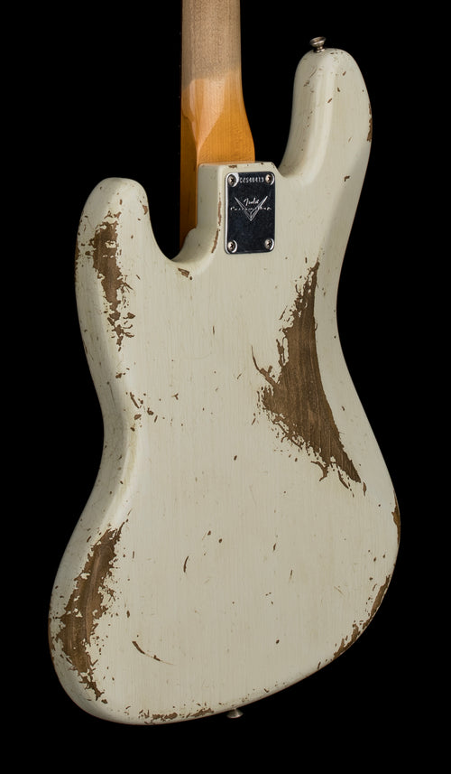 Used Fender Custom Shop '61 Jazz Bass Heavy Relic (2019) - Aged Olympic White #40413 With Original Hard Case