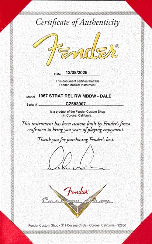 Fender Custom Shop Dale Wilson Masterbuilt Empire 67 Stratocaster Relic - Green Gold #83007