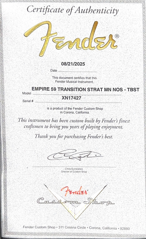 Fender Custom Shop Empire 59 Transition Stratocaster NOS - Tobacco Sunburst #17427