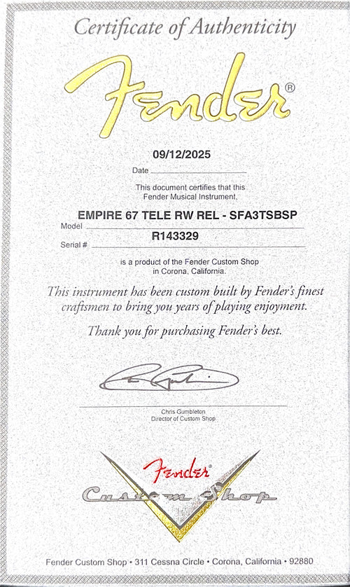 Fender Custom Shop Empire 67 Telecaster Relic - Super Faded Aged 3TSB Sparkle #43329