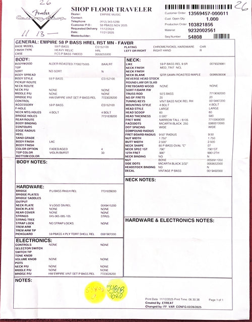 Fender Custom Shop Empire 58 Precision Bass Heavy Relic - Faded Aged Violin Burst #88903