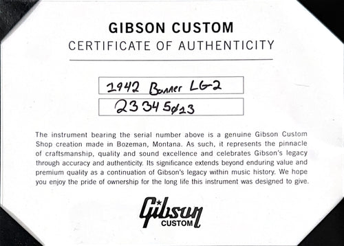 Gibson Custom Shop 1942 Banner LG-2 - Vintage Sunburst #45013