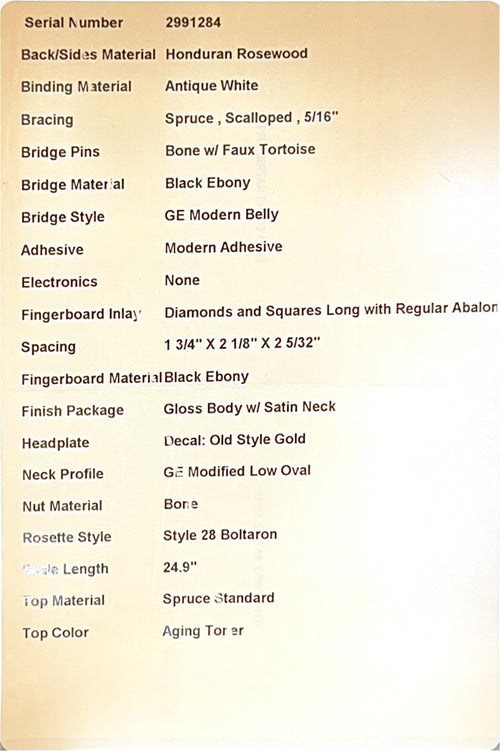 Martin Custom Shop 000-28 Style Honduran Rosewood - Natural  #91284 (Empire Music Spec)