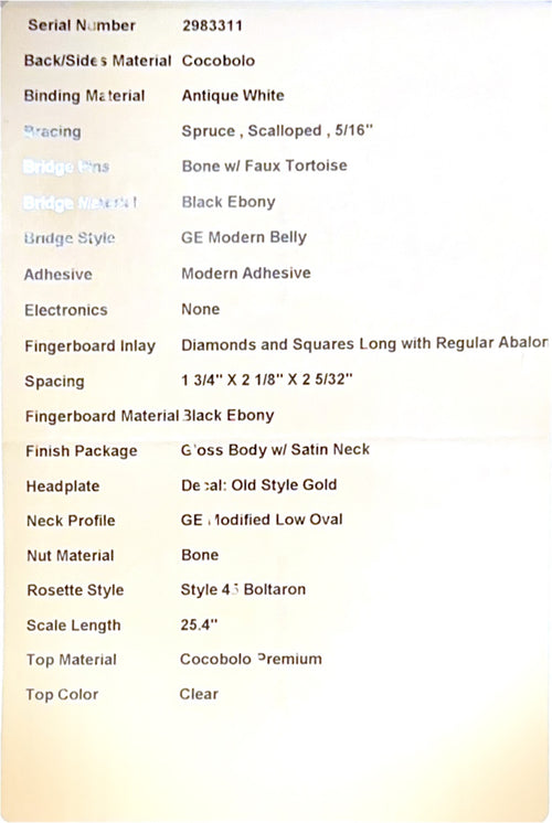 Martin Custom Shop HD-28 Style Cocobolo #83311 (Empire Music Spec)