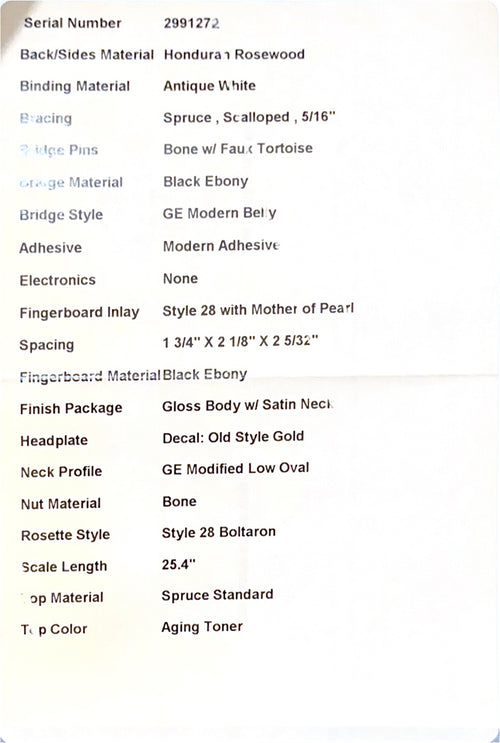 Martin Custom Shop D-28 Style Honduran Rosewood - Natural #91272 (Empire Music Spec)