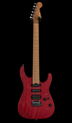 Used Charvel Pro-Mod DK24 HSS 2PT CM Ash (2020) - Red Ash #00811 with Hard Case