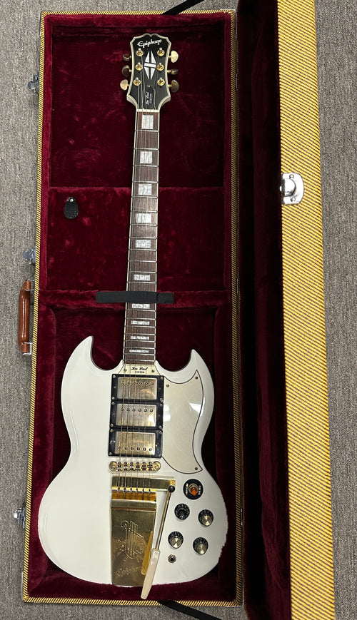 Used Epiphone Limited Edition G-400 Les Paul SG Custom (2008) - Antique White #11899 with Hard Case