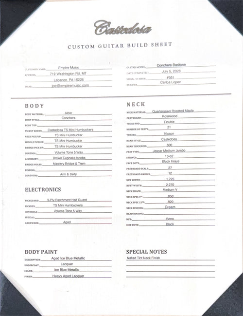 Castedosa Guitars Conchers Baritone - Aged Ice Blue Metallic #561
