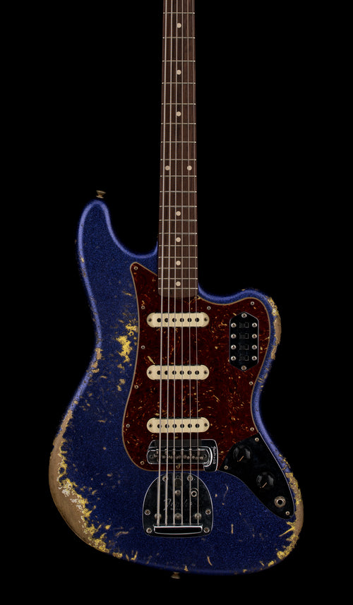 Fender Custom Shop Bass VI Heavy Relic - Purple Sparkle/Graffiti Yellow #43396