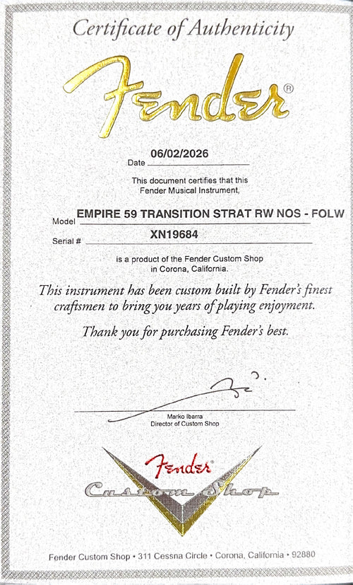 Fender Custom Shop Empire 59 Transition Stratocaster NOS - Faded Olympic White #19684