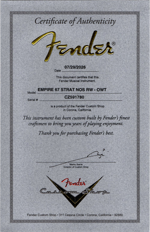 Fender Custom Shop Empire '67 Stratocaster NOS - Olympic White #91780