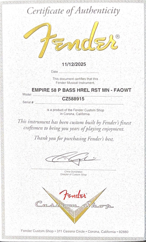 Fender Custom Shop Empire 58 Precision Bass Heavy Relic - Faded Aged Olympic White #88915