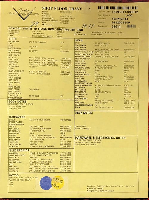 Fender Custom Shop Empire 59 Transition Stratocaster Journeyman Relic - Sonic Blue #19154