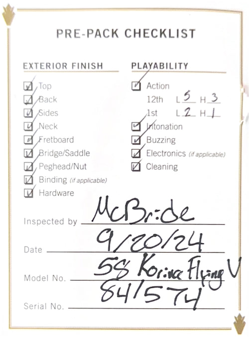 Gibson Custom 1958 Korina Flying V - Natural #41574