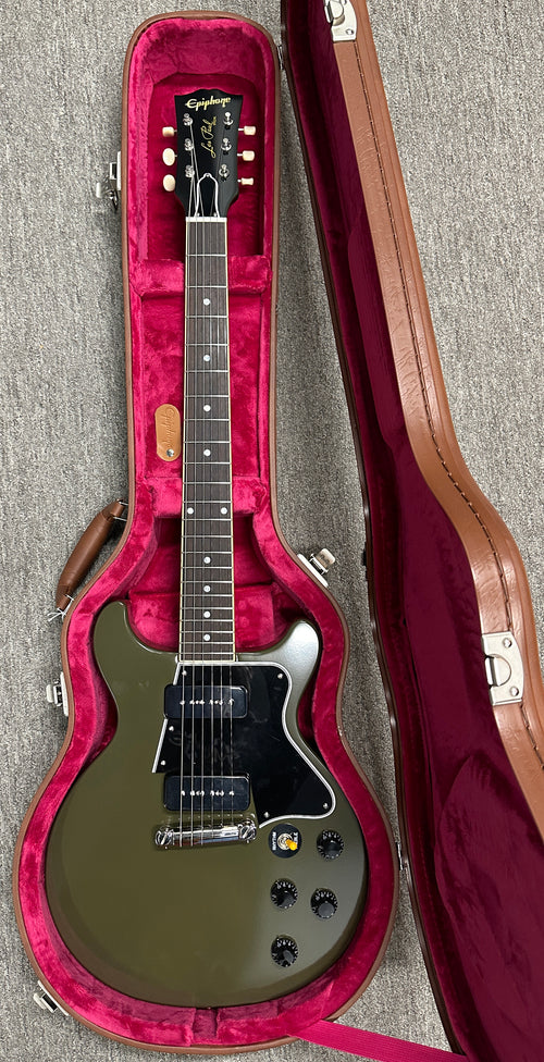 Used Epiphone Chicago Music Exchange IGC 1960 Les Paul Special Double Cut Reissue (2025) - Olive Drab #24190 with Original Hard Case