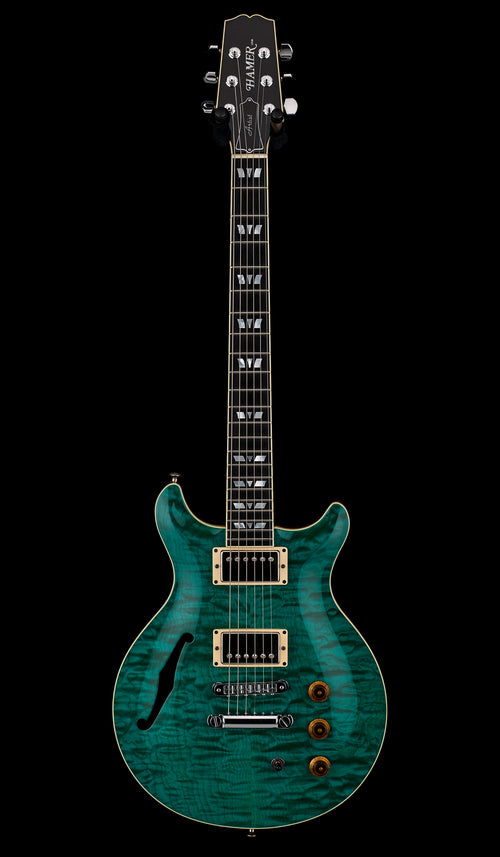 Used Hamer Custom Shop Artist Custom (2004) - Transparent Teal #53727 with Original Hard Case