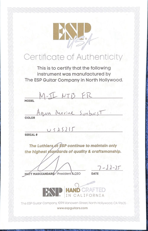 ESP M-II FR USA - Aqua Marine Sunburst #25215