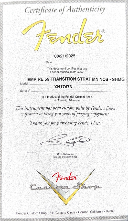 Fender Custom Shop Empire 59 Transition Stratocaster NOS - Sherwood Green Metallic #17473