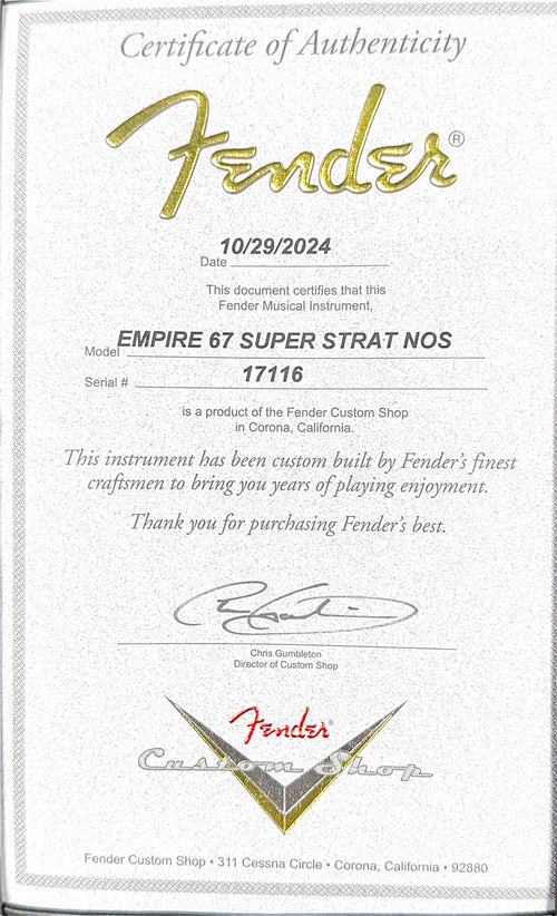 Fender Custom Shop Empire 67 Super Stratocaster HSS NOS - Oxblood Metallic #17116