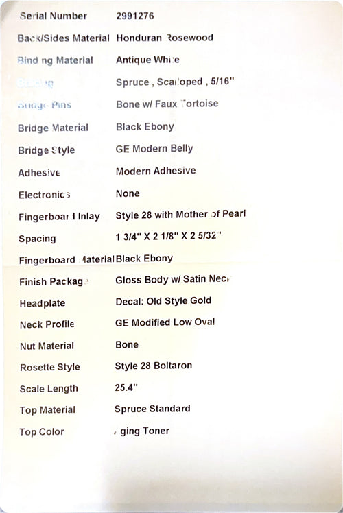 Martin Custom Shop D-28 Style Honduran Rosewood - Natural #91276 (Empire Music Spec)