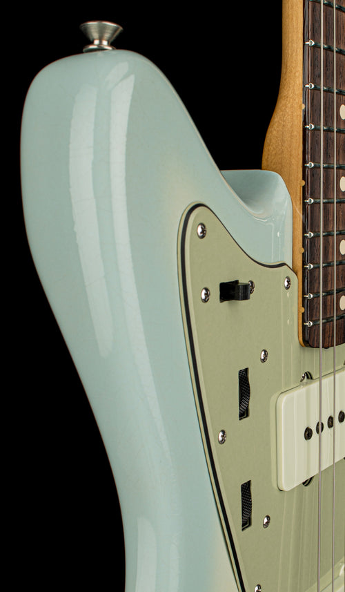 Used Fender Custom Shop Chicago Music Exchange Special '62 Jazzmaster DLX Closet Classic (2024) - Super Aged Olympic White/Sonic Blue Burst #34547 with Original Hard Case