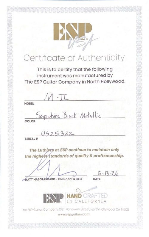 ESP M-II NTB FR USA - Sapphire Black Metallic #25322