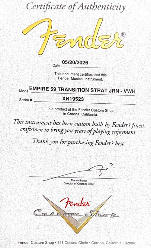 Fender Custom Shop Empire 59 Transition Stratocaster Journeyman Relic - Vintage White #19523