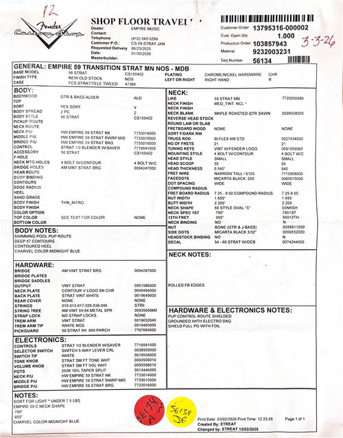 Fender Custom Shop Empire 59 Transition Stratocaster NOS - Midnight Blue #19694