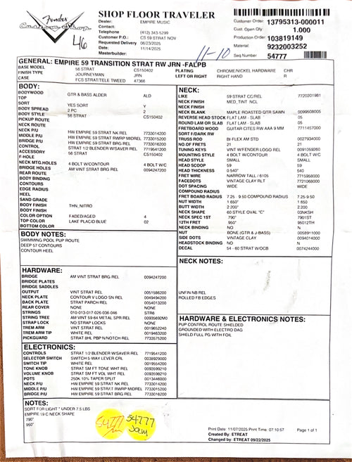 Fender Custom Shop Empire 59 Transition Stratocaster Journeyman Relic - Faded Aged Lake Placid Blue #19391