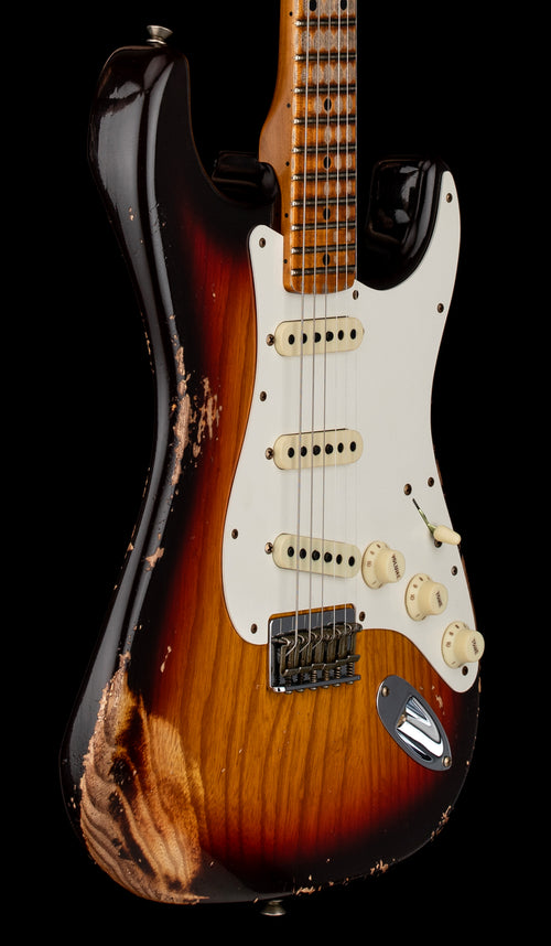 Fender Custom Shop Limited Edition Red Hot Hardtail Stratocaster Heavy Relic - Faded Aged Chocolate 3-Tone Sunburst #80022