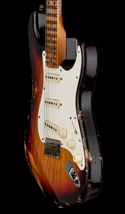 Fender Custom Shop Limited Edition Red Hot Hardtail Stratocaster Heavy Relic - Faded Aged Chocolate 3-Tone Sunburst #80022