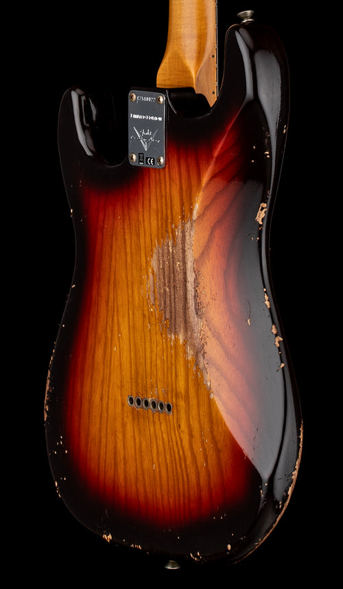 Fender Custom Shop Limited Edition Red Hot Hardtail Stratocaster Heavy Relic - Faded Aged Chocolate 3-Tone Sunburst #80022