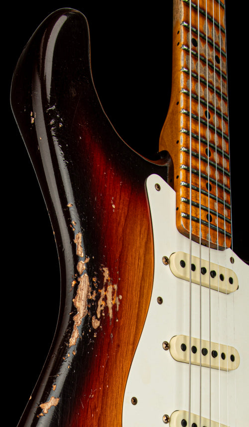 Fender Custom Shop Limited Edition Red Hot Hardtail Stratocaster Heavy Relic - Faded Aged Chocolate 3-Tone Sunburst #80022