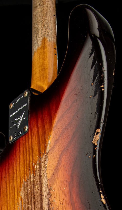 Fender Custom Shop Limited Edition Red Hot Hardtail Stratocaster Heavy Relic - Faded Aged Chocolate 3-Tone Sunburst #80022