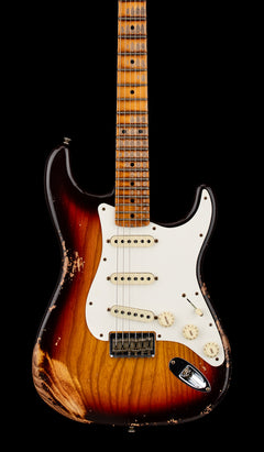 Fender Custom Shop Limited Edition Red Hot Hardtail Stratocaster Heavy Relic - Faded Aged Chocolate 3-Tone Sunburst #80022