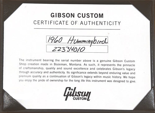 Gibson Custom Shop 1960 Hummingbird Fixed Bridge - Heritage Cherry Sunburst #34010