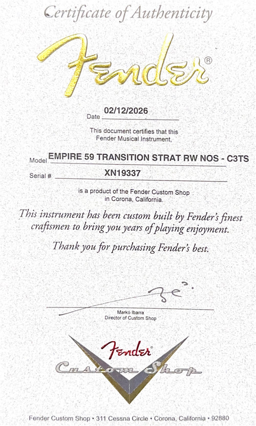 Fender Custom Shop Empire 59 Transition Stratocaster NOS - Chocolate 3-Tone Sunburst #19337