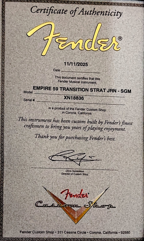 Fender Custom Shop Empire 59 Transition Stratocaster Journeyman Relic - Sage Green Metallic #18836