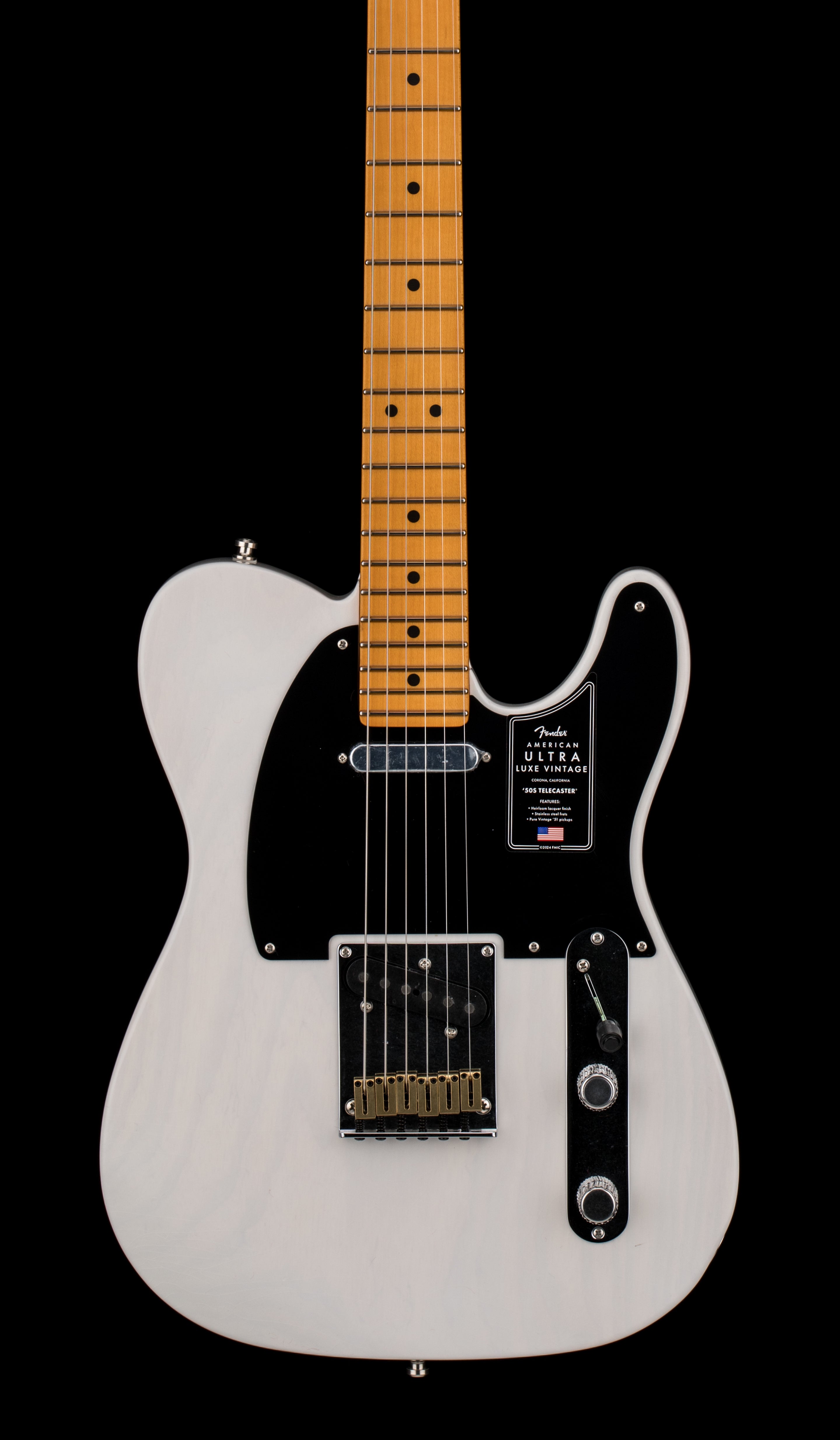 ギター Fender Ultra Luxe Vintage '50sTelecaster Fender American Ultra Luxe Vintage '50s Telecaster - White Blonde