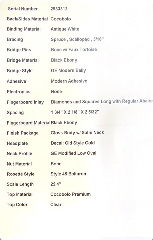 Martin Custom Shop HD-28 Style Cocobolo #83312 (Empire Music Spec)