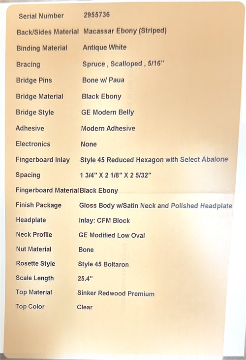 Martin Custom Shop D-41 Style Macassar Ebony/Sinker Redwood #55736 (Empire Music Spec)