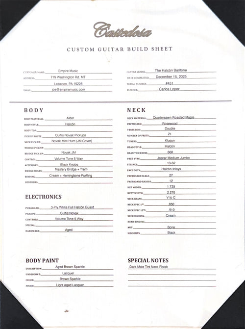 Castedosa Guitars Halcón Baritone - Aged Brown Sparkle #451