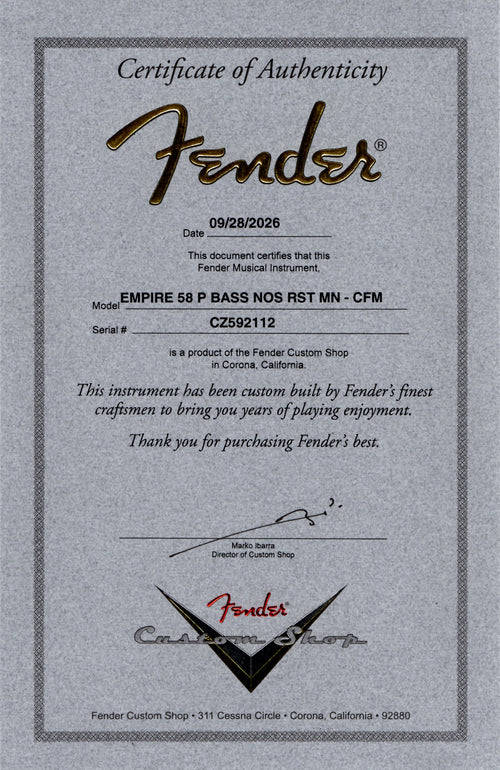 Fender Custom Shop Empire '58 Precision Bass NOS - Charcoal Frost Metallic #92112