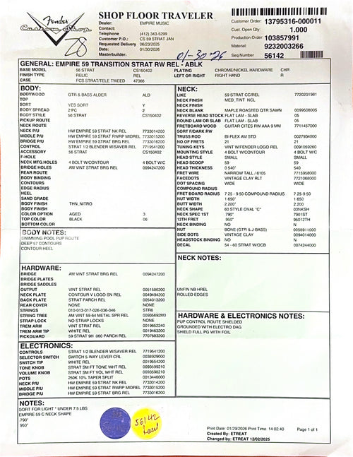 Fender Custom Shop Empire 59 Transition Stratocaster Relic - Aged Black #19339