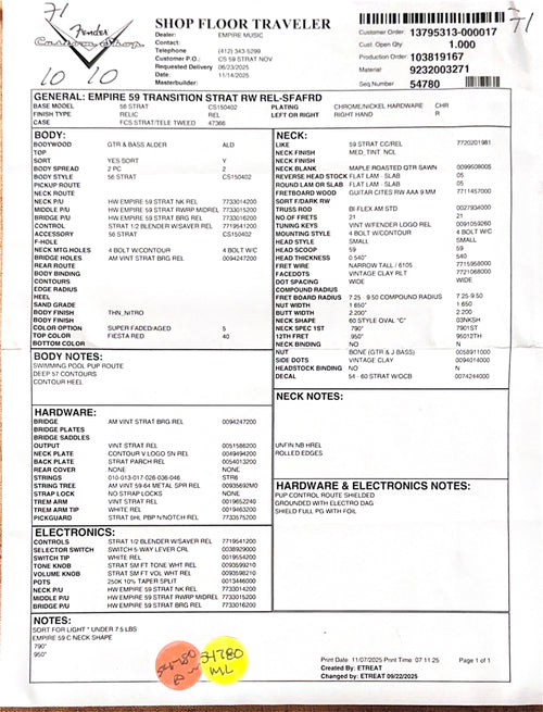 Fender Custom Shop Empire 59 Transition Stratocaster Relic - Super Faded Aged Fiesta Red #19730