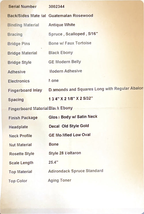 Martin Custom Shop HD-28 Style Adirondack Spruce/Guatemalan Rosewood - Natural #02344 (Empire Music Spec)