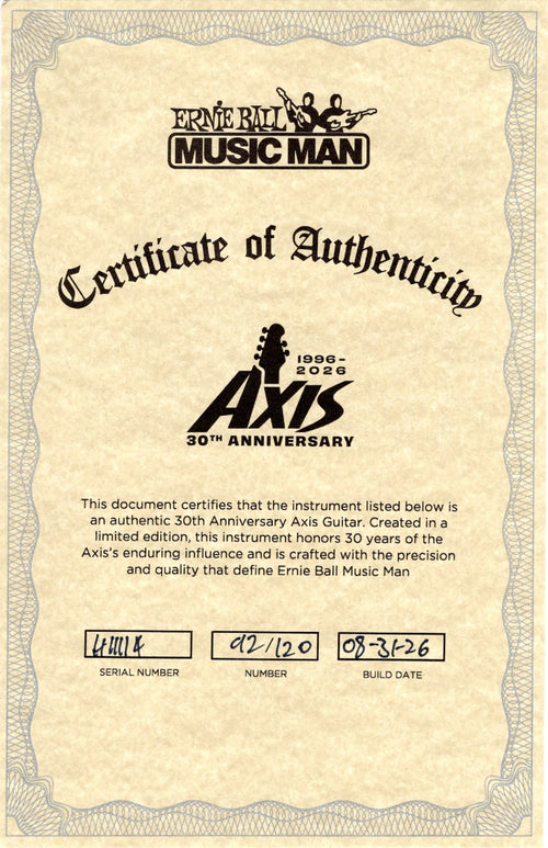 Ernie Ball Music Man Axis 30th Anniversary - Translucent Gold #11114