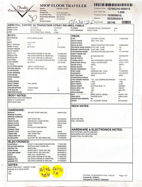 Fender Custom Shop Empire 59 Transition Stratocaster Heavy Relic - Faded Aged Black #19353