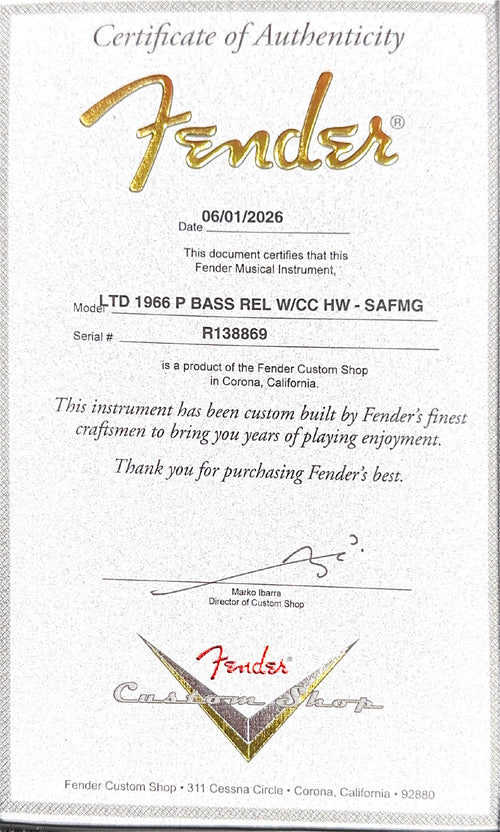 Fender Custom Shop LTD 1966 Precision Bass Relic - Super Aged Firemist Gold #38869