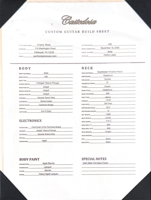 Castedosa Guitars ABI - Aged Blonde #442